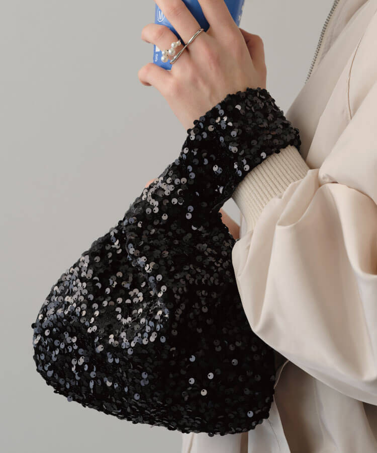 スパンコールハンドルミニバッグ