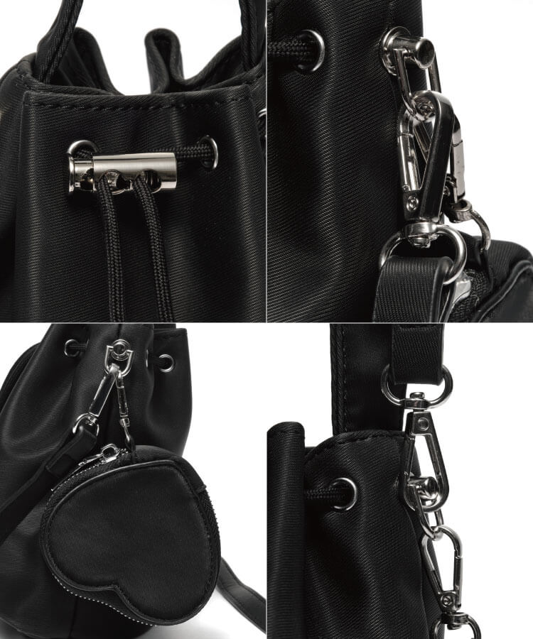 ナイロンキンチャクバッグ(ハートポーチ付き)