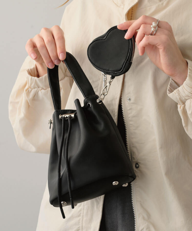 ナイロンキンチャクバッグ(ハートポーチ付き)