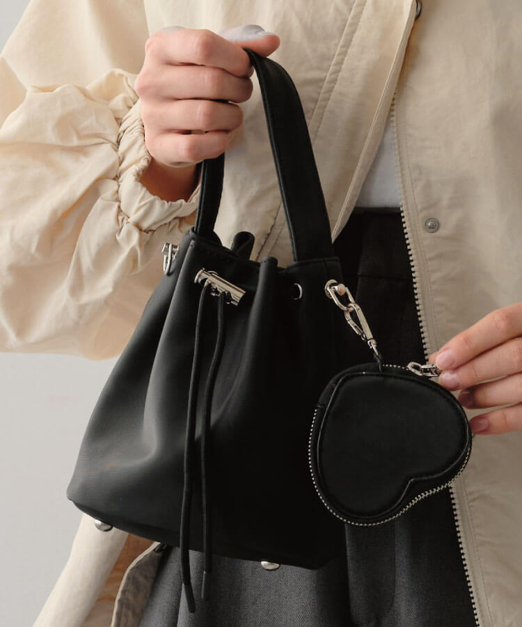 ナイロンキンチャクバッグ(ハートポーチ付き)