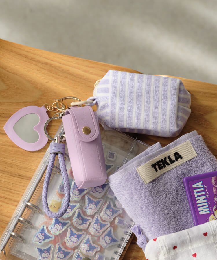 ボーダーパイルミニミニポーチ