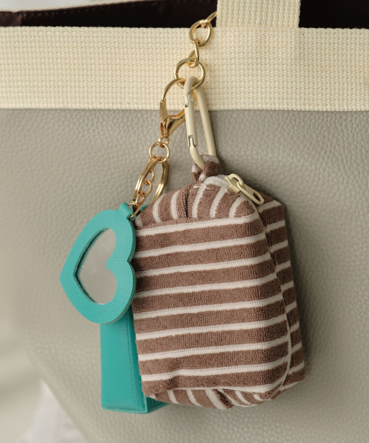 ボーダーパイルミニミニポーチ