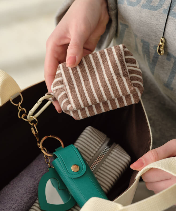 ボーダーパイルミニミニポーチ