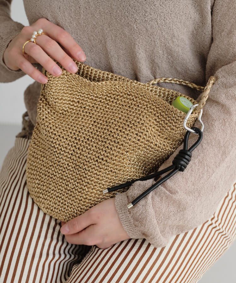 メッシュショルダーバッグ(カラフルノットストラップ付)