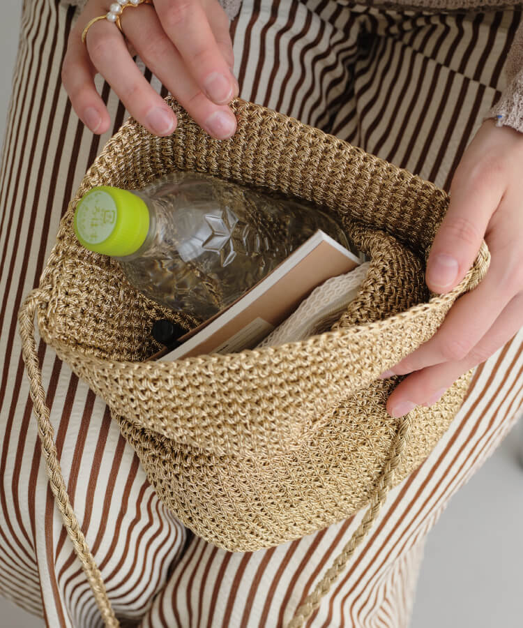 メッシュショルダーバッグ(カラフルノットストラップ付)