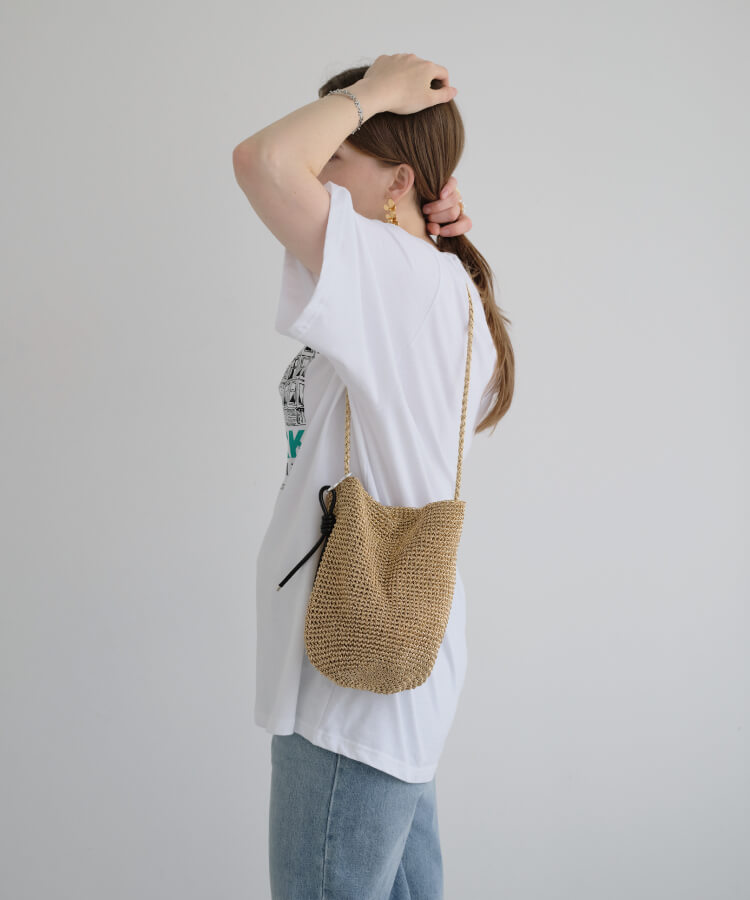 メッシュショルダーバッグ(カラフルノットストラップ付)