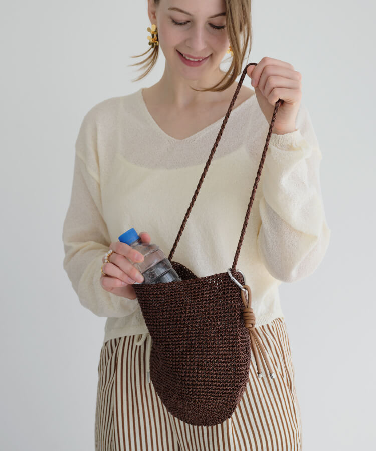 メッシュショルダーバッグ(カラフルノットストラップ付)