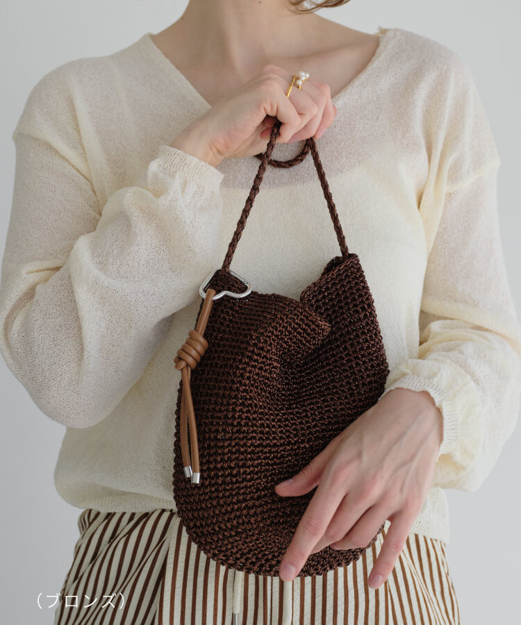 メッシュショルダーバッグ(カラフルノットストラップ付)