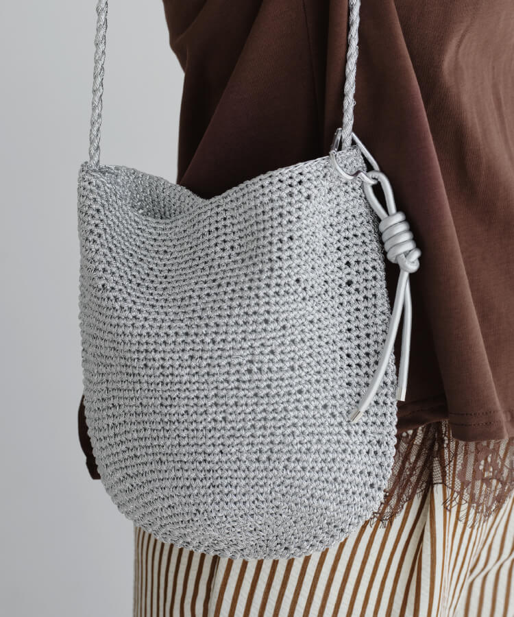 メッシュショルダーバッグ(カラフルノットストラップ付)