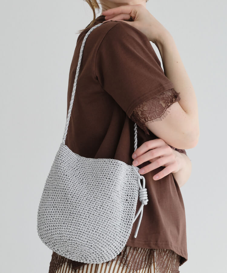 メッシュショルダーバッグ(カラフルノットストラップ付)