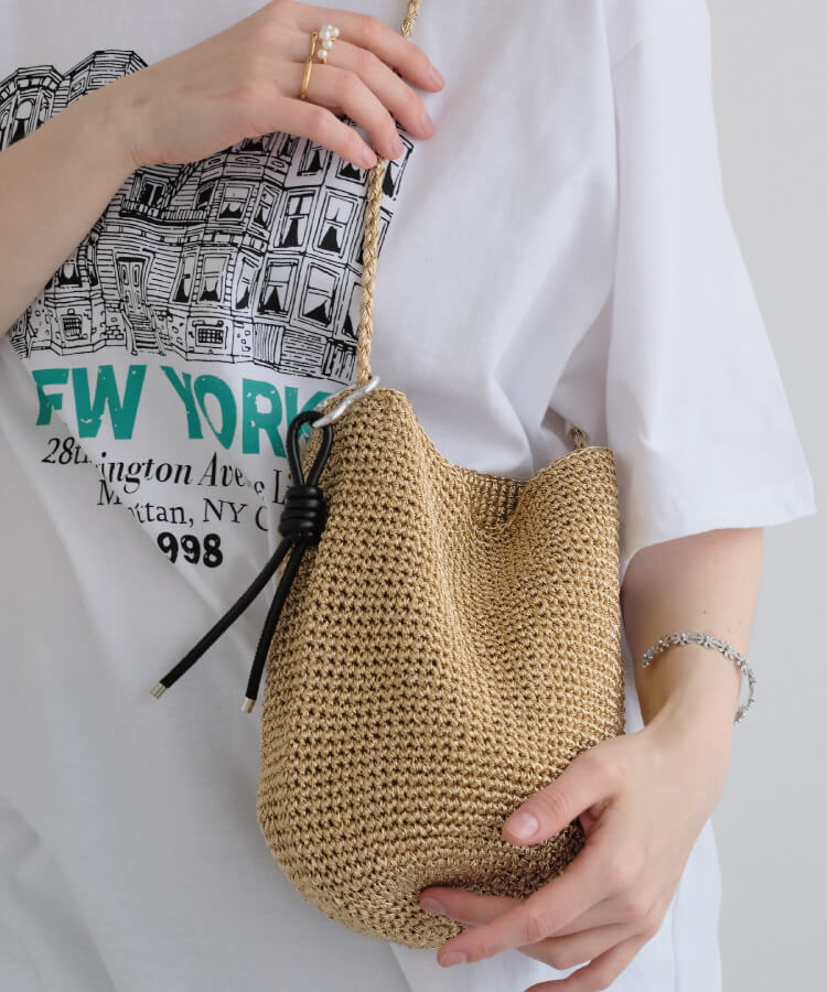 メッシュショルダーバッグ(カラフルノットストラップ付)