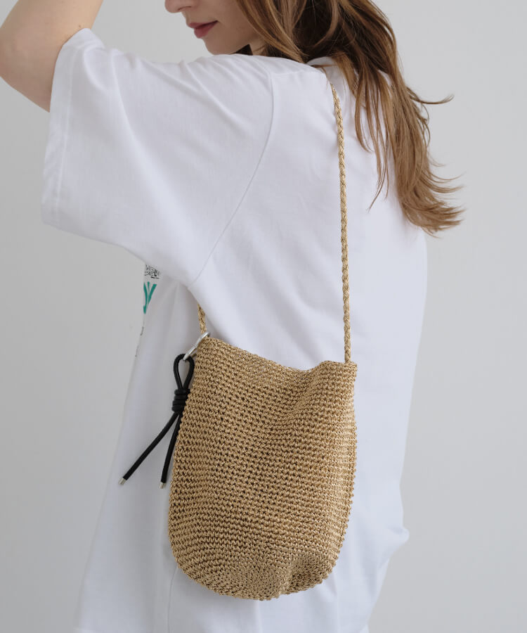 メッシュショルダーバッグ(カラフルノットストラップ付)