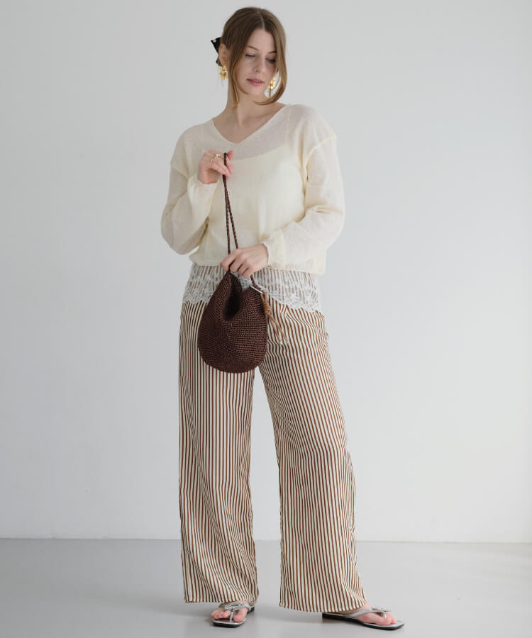 メッシュショルダーバッグ(カラフルノットストラップ付)