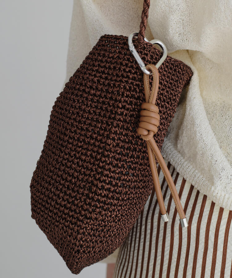 メッシュショルダーバッグ(カラフルノットストラップ付)