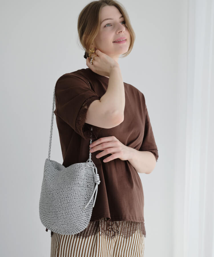 メッシュショルダーバッグ(カラフルノットストラップ付)