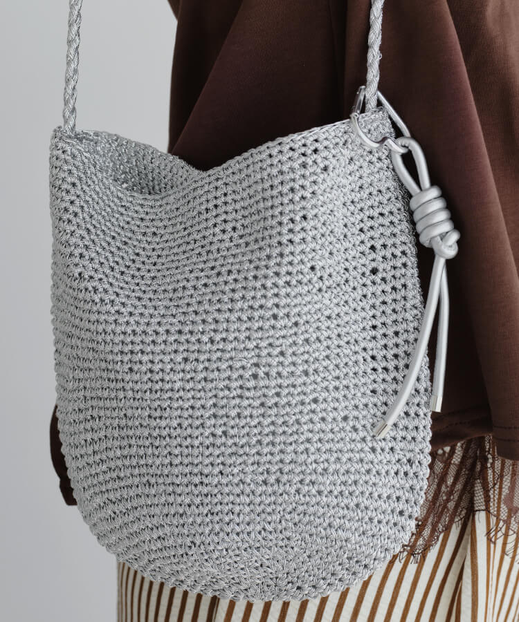 メッシュショルダーバッグ(カラフルノットストラップ付)