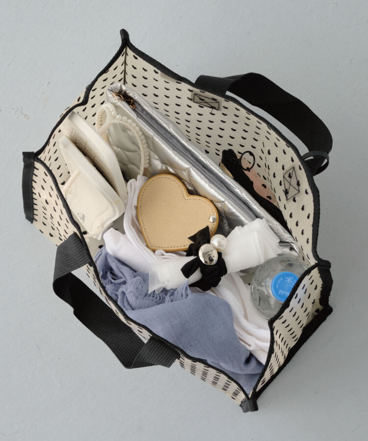 ハートフロッキートートバッグL(ハートチャーム付き)