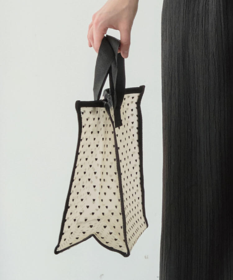 ハートフロッキートートバッグL(ハートチャーム付き)