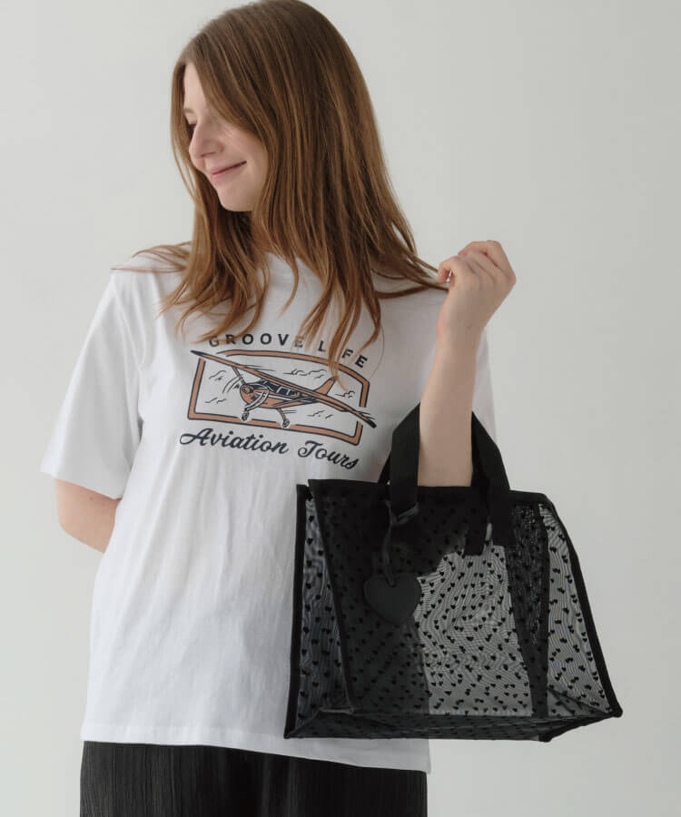 ハートフロッキートートバッグL(ハートチャーム付き)