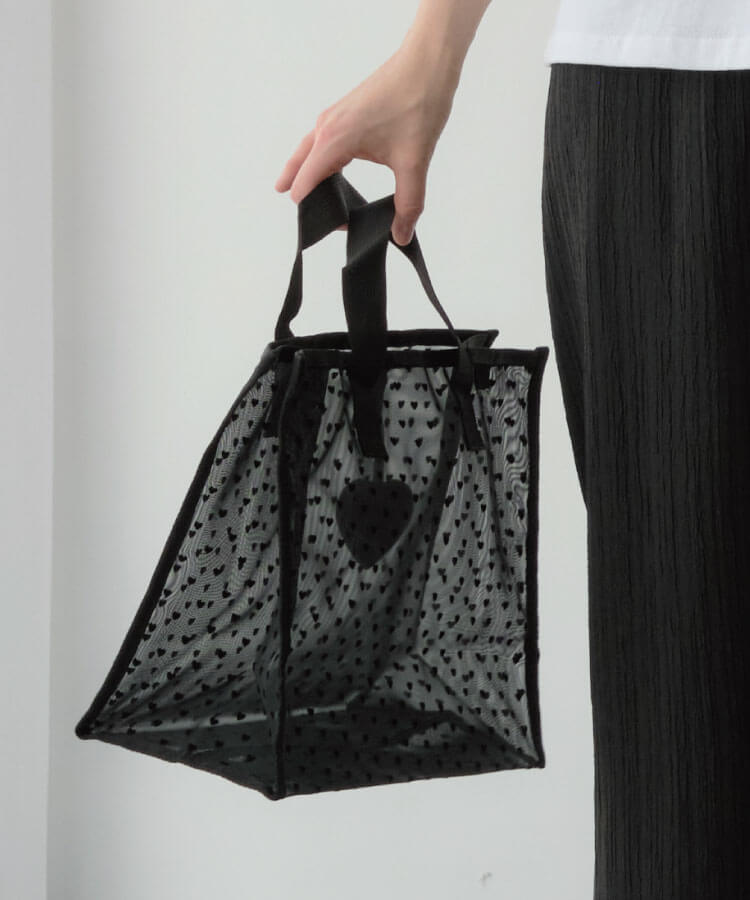 ハートフロッキートートバッグL(ハートチャーム付き)