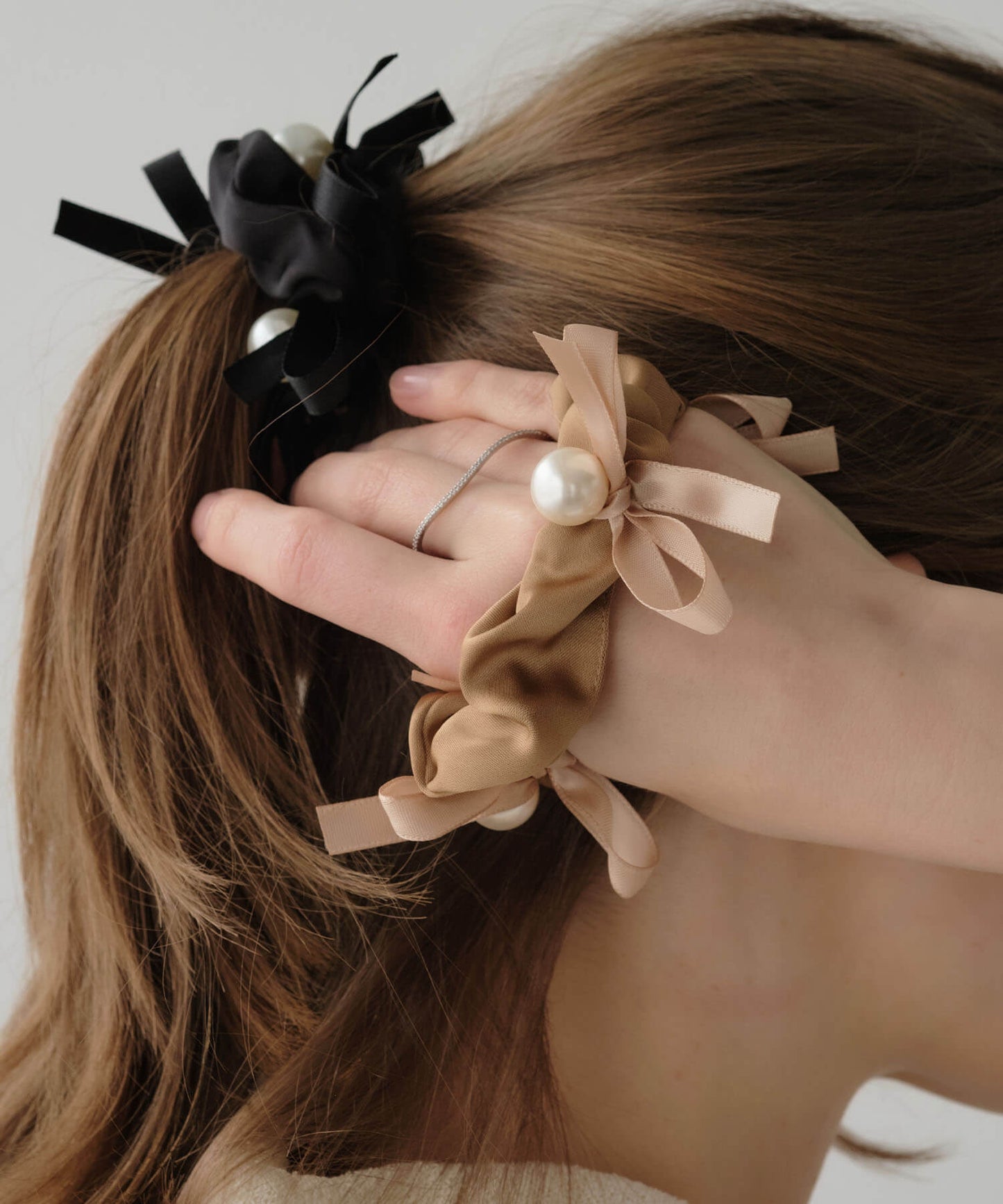 【ANOH】パールリボンヘアゴム