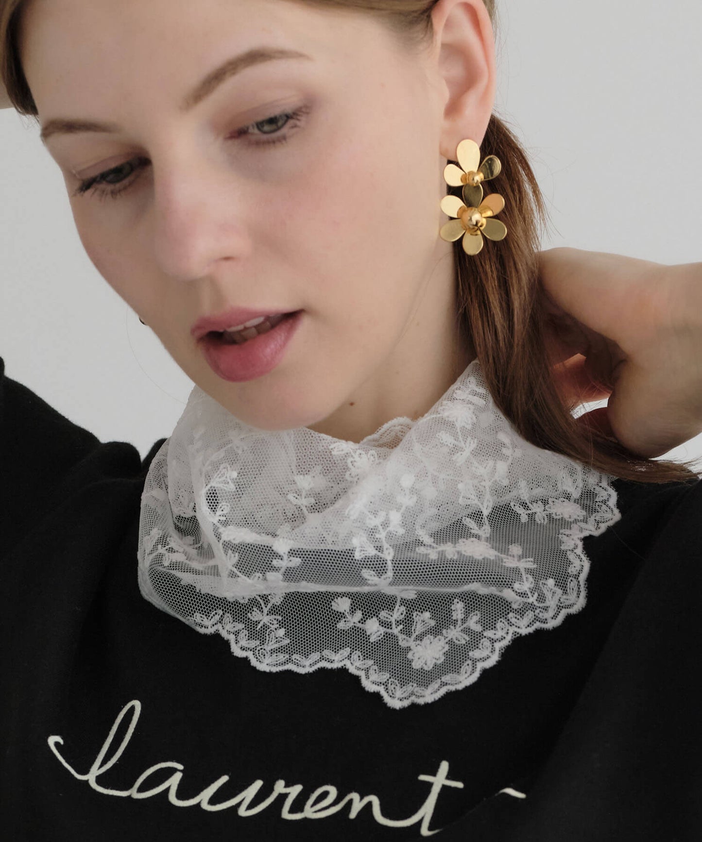 【ANOH】エアリートライアングルレーススカーフ