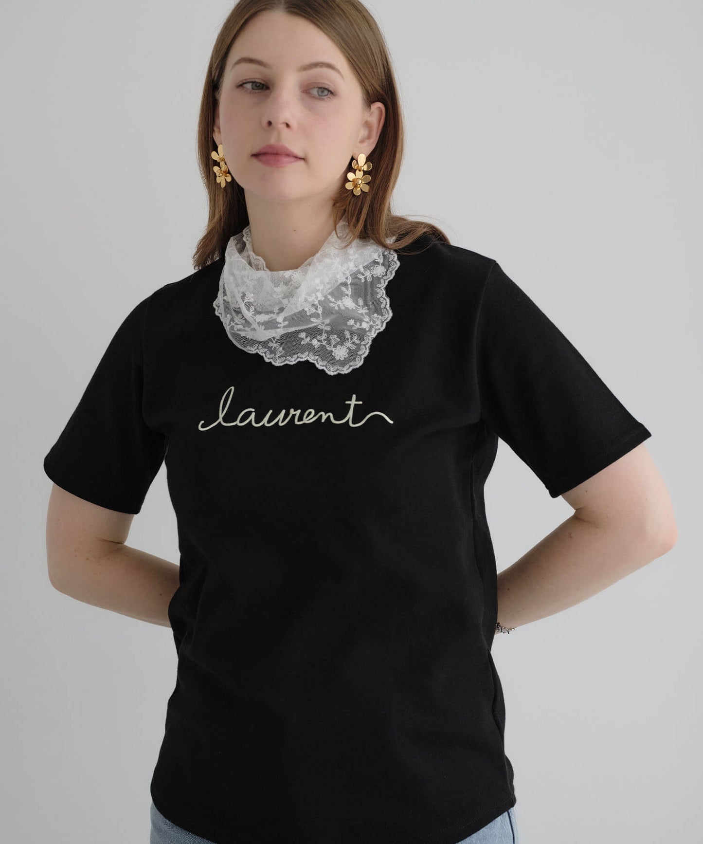 【ANOH】エアリートライアングルレーススカーフ