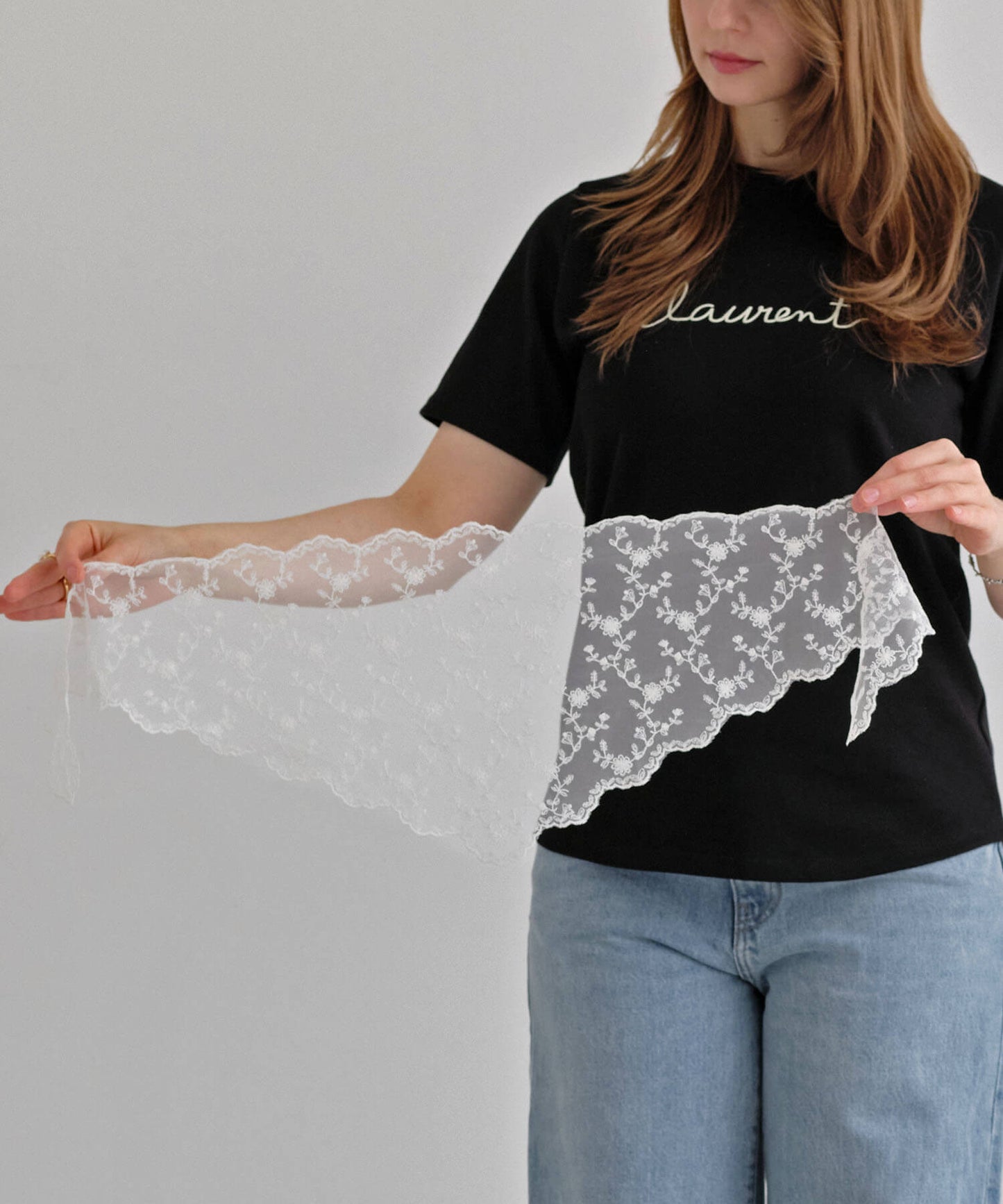 【ANOH】エアリートライアングルレーススカーフ