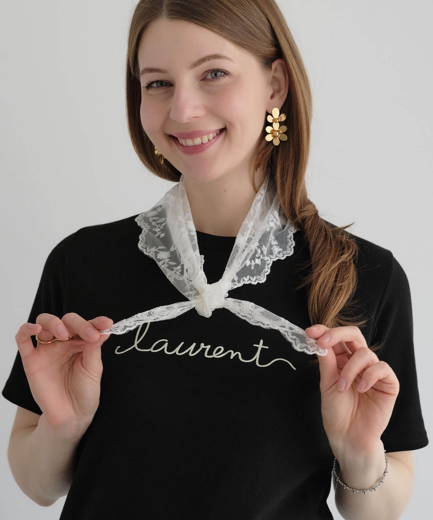 【ANOH】エアリートライアングルレーススカーフ