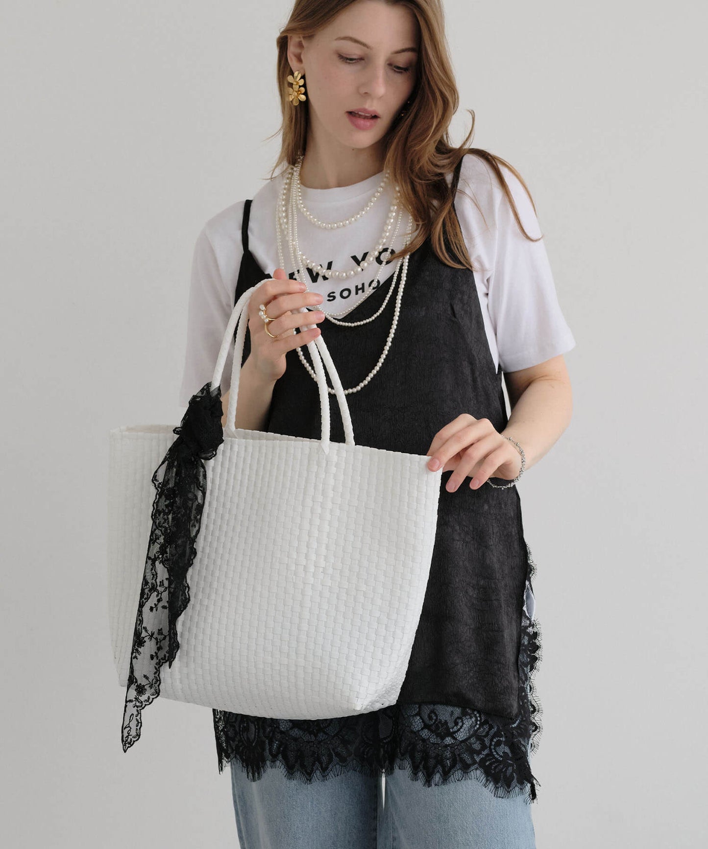 【ANOH】エアリートライアングルレーススカーフ