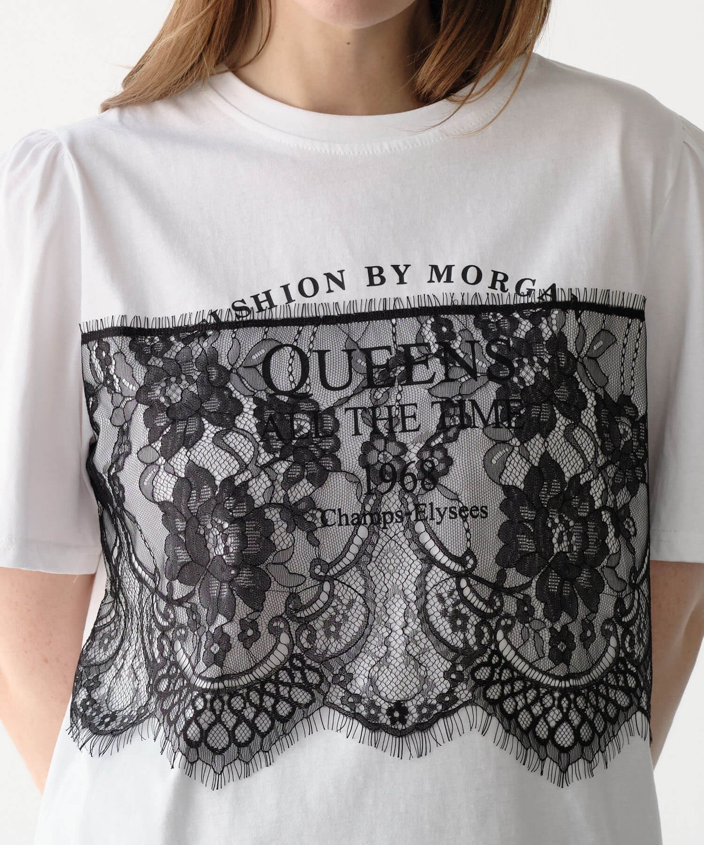 【MIA/ミア】レイヤードレースプリントTシャツ