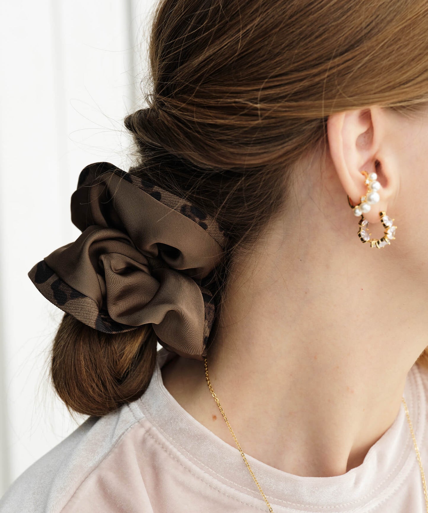 【ANOH】レオパードラインシュシュ