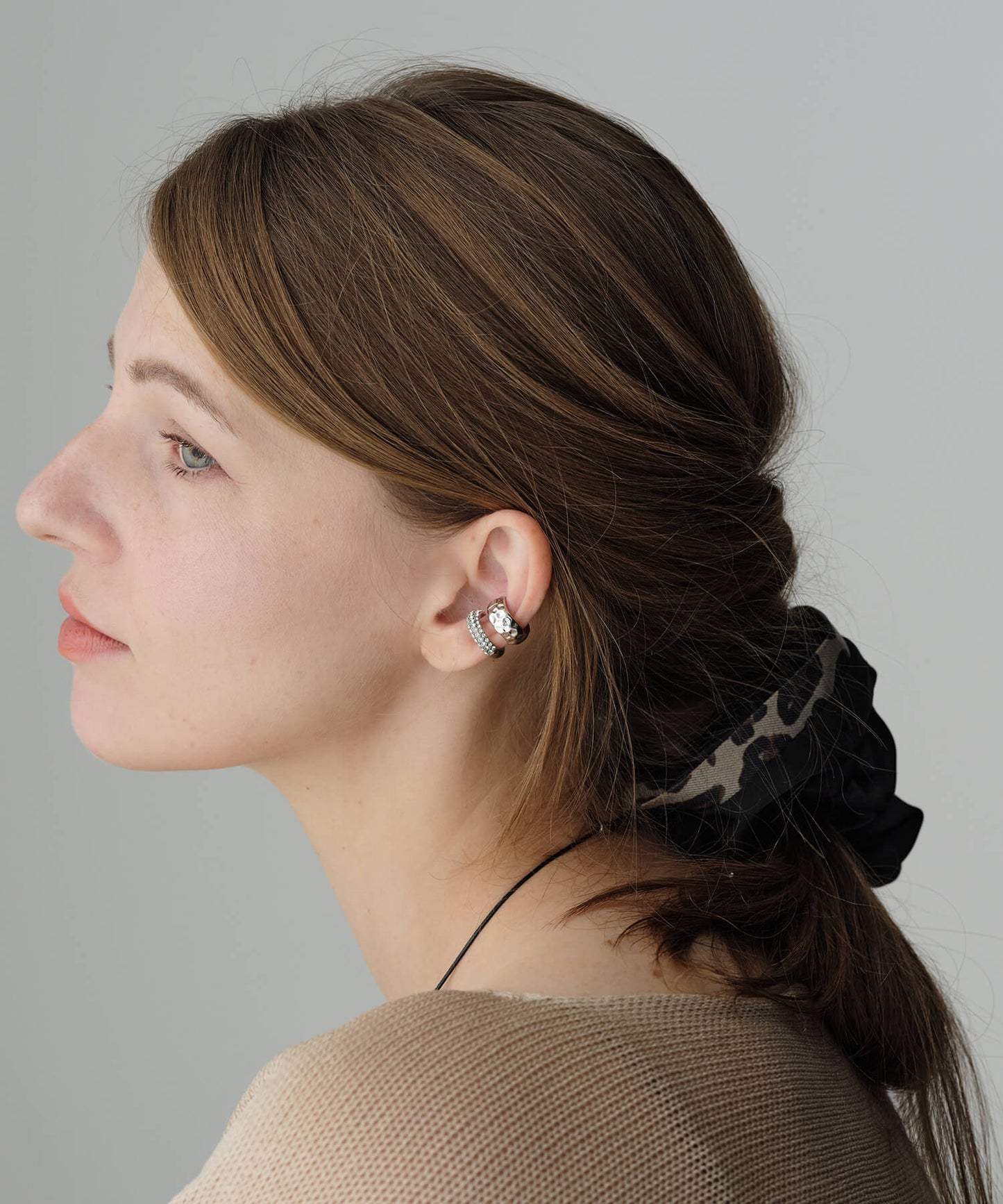 【ANOH】レオパードラインシュシュ