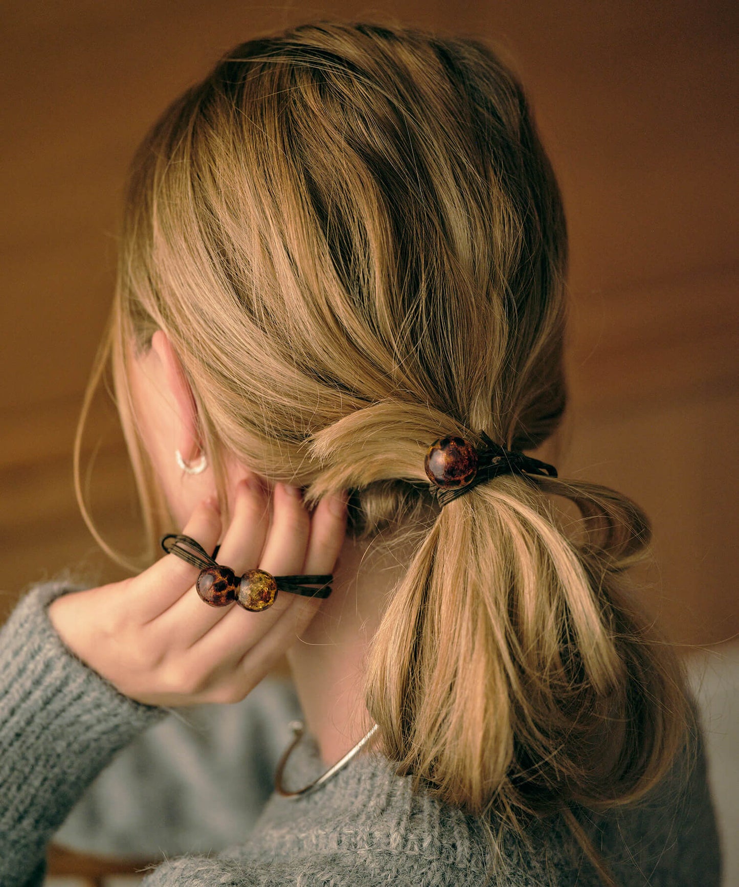 【ANOH】 レオパードボールヘアゴム