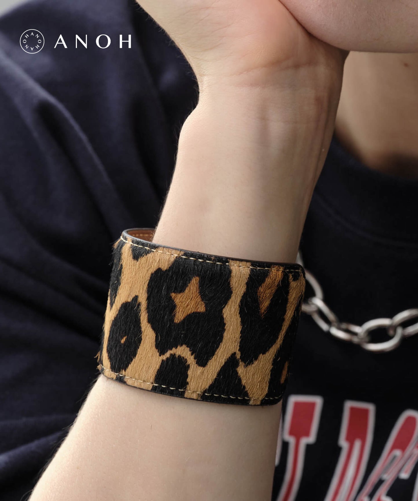 【ANOH】レオパードハラコバングル