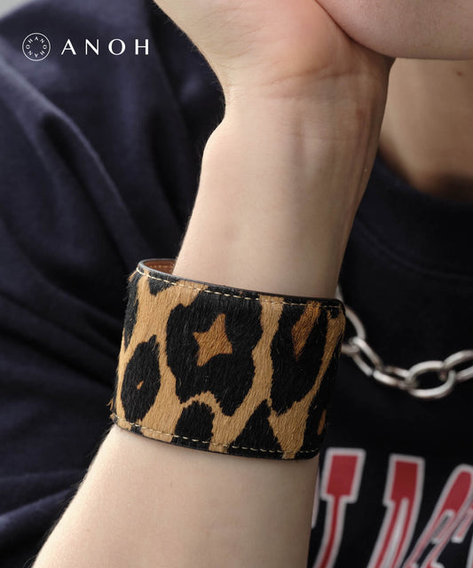 【ANOH】レオパードハラコバングル