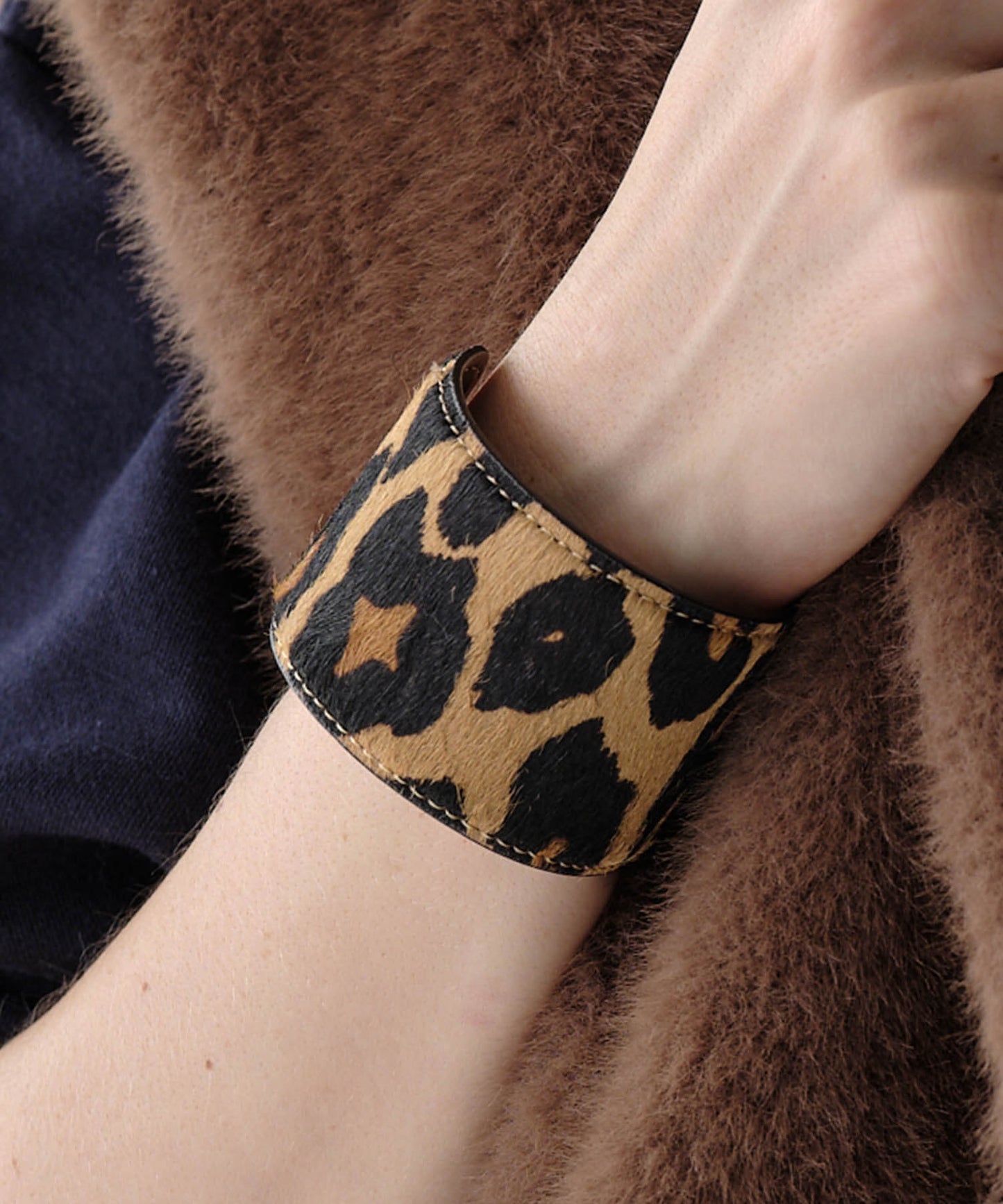 【ANOH】レオパードハラコバングル