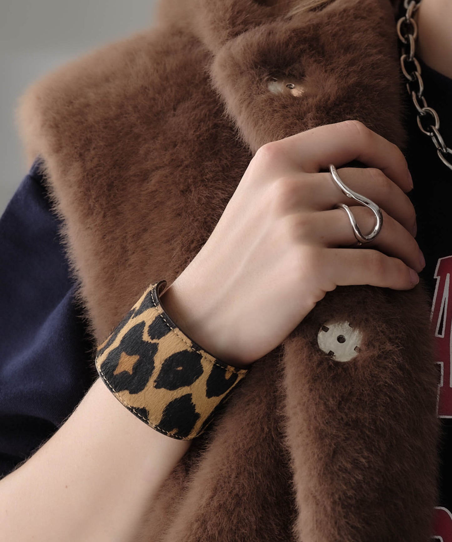 【ANOH】レオパードハラコバングル