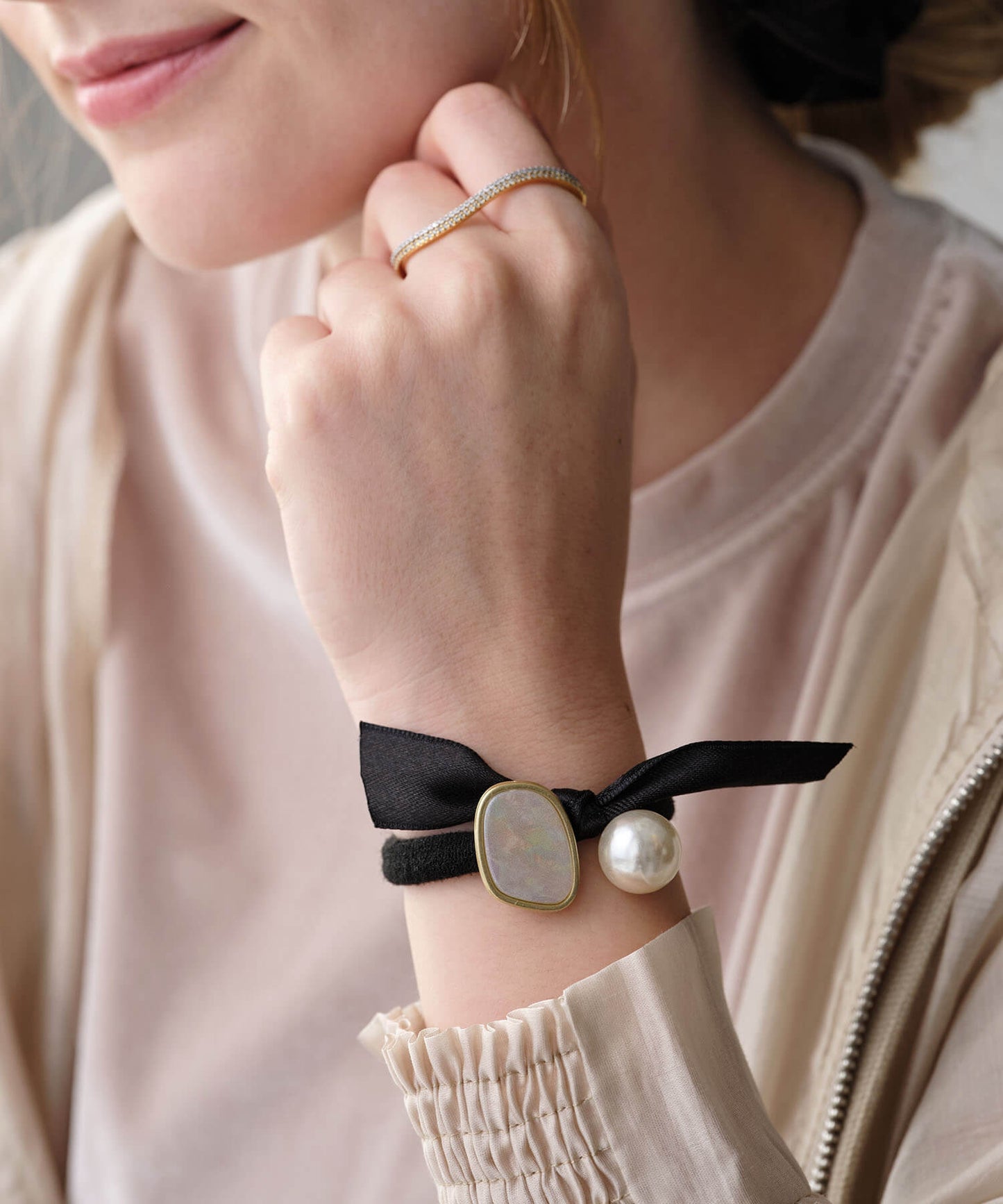 【ANOH】パールリボンヘアゴム