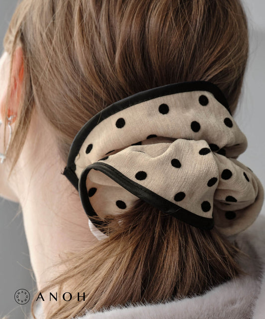 【ANOH】ドットベロアタッチシュシュ