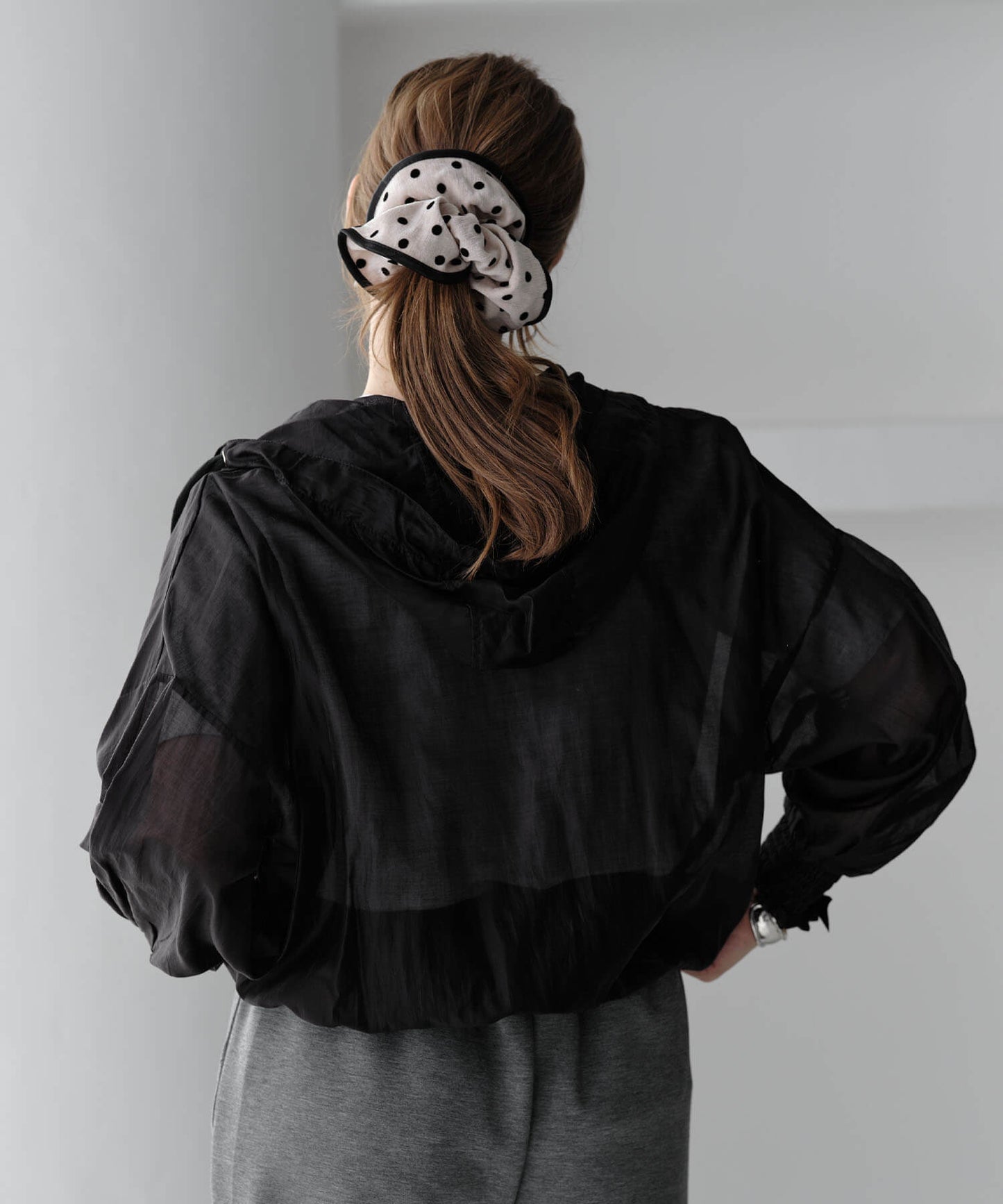 【ANOH】ドットベロアタッチシュシュ