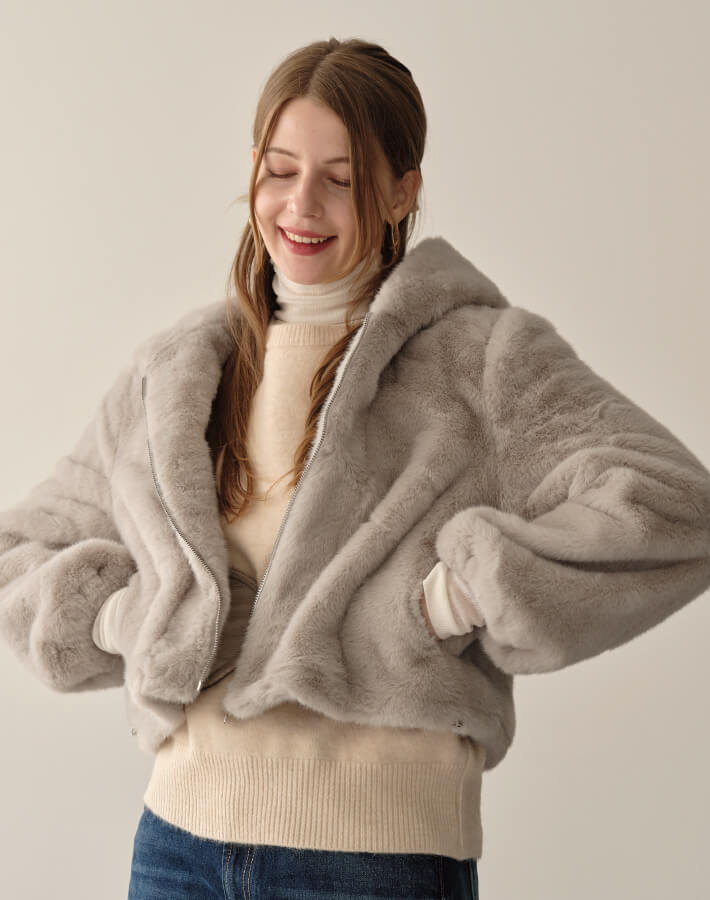 MIA(ミア)】ソフトファーフードジップJK -- ZAKKA-BOX(ザッカボックス