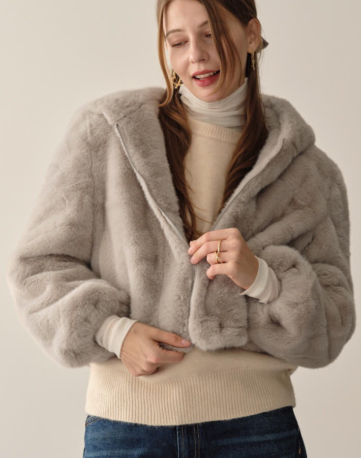 【MIA/ミア】ソフトファーフードジップJK