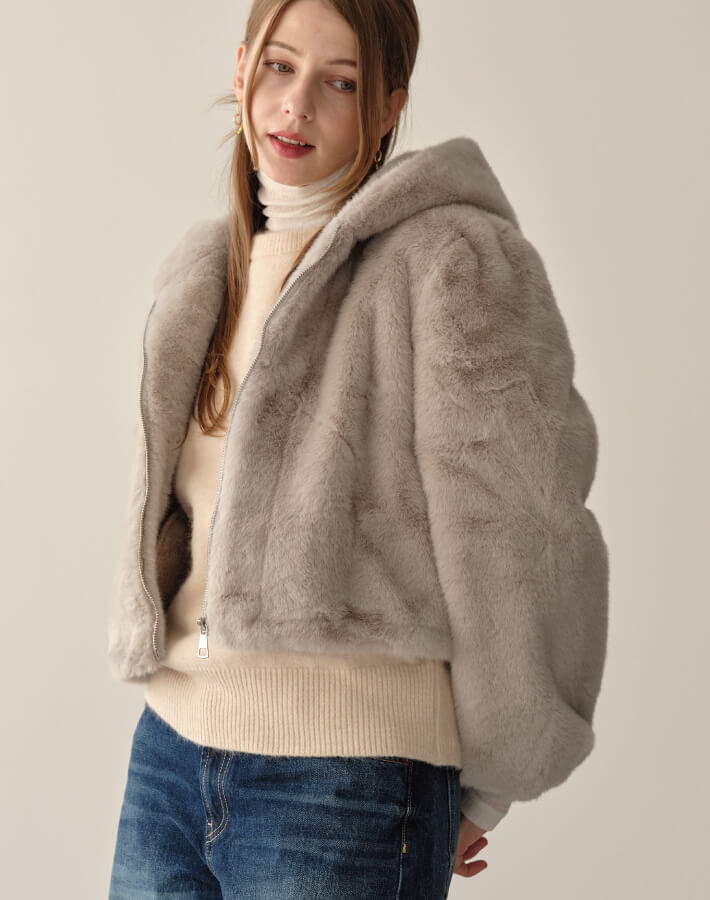 【MIA/ミア】ソフトファーフードジップJK