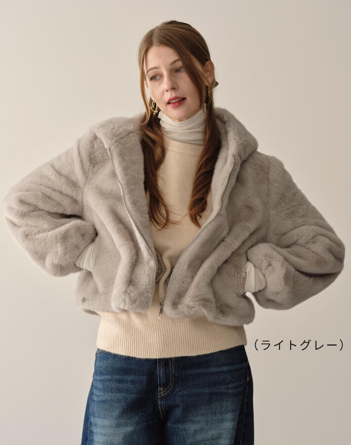 【MIA/ミア】ソフトファーフードジップJK