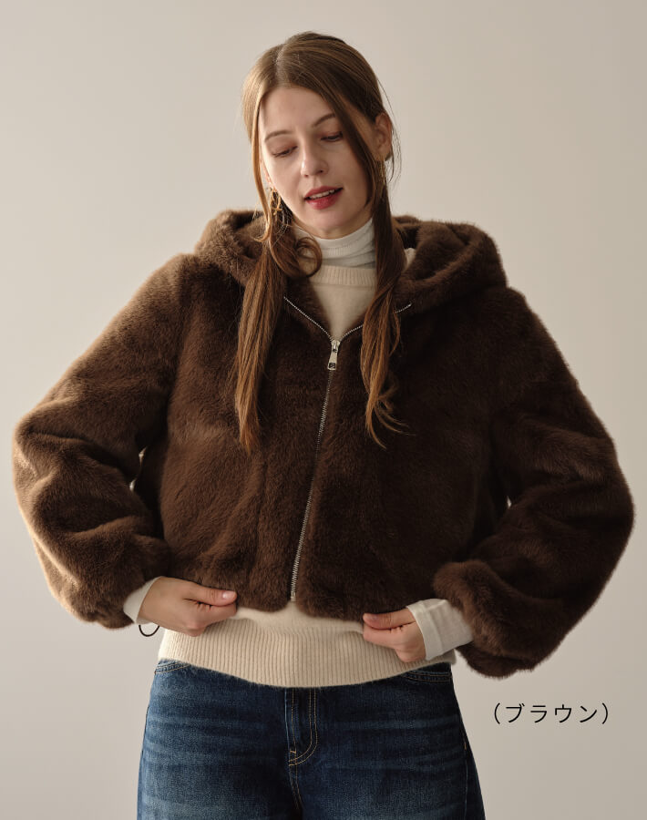 【MIA/ミア】ソフトファーフードジップJK