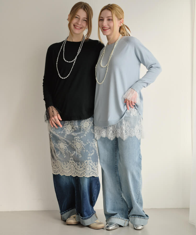 【MIA/ミア】レイヤードレーススカート