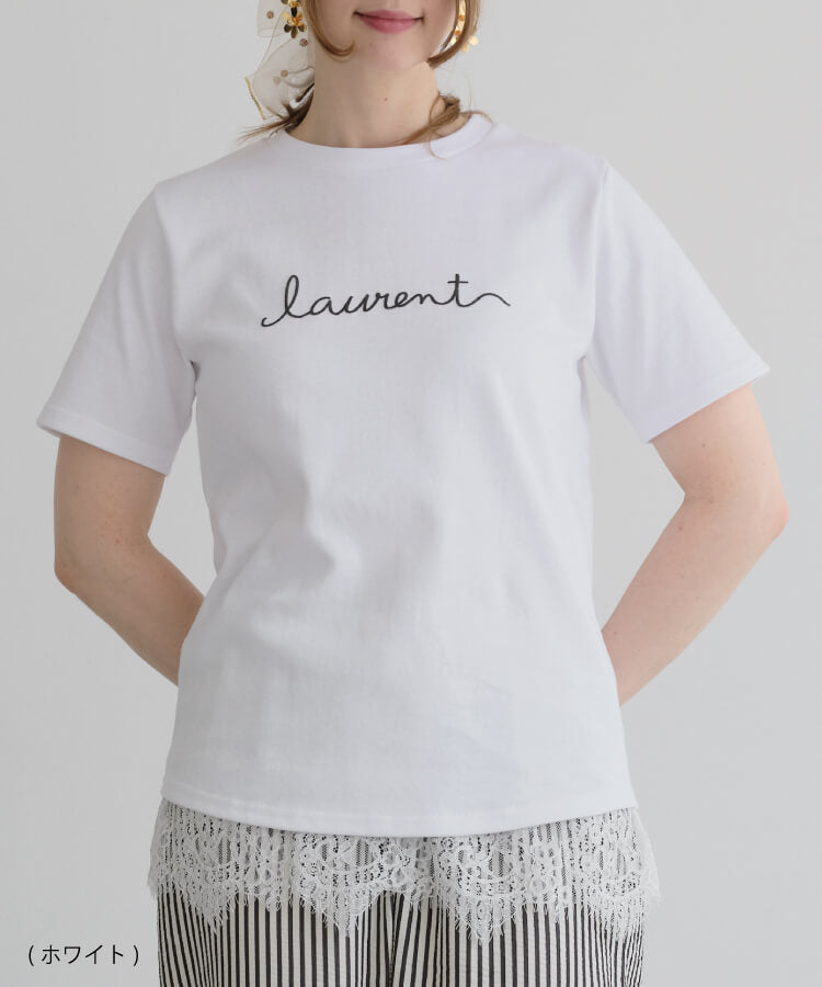 【MIA/ミア】裾レース付きシンプルロゴTシャツ