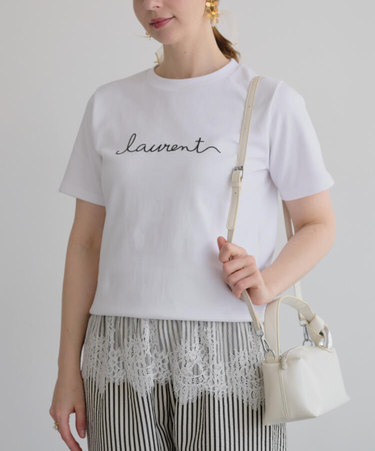 【MIA/ミア】裾レース付きシンプルロゴTシャツ