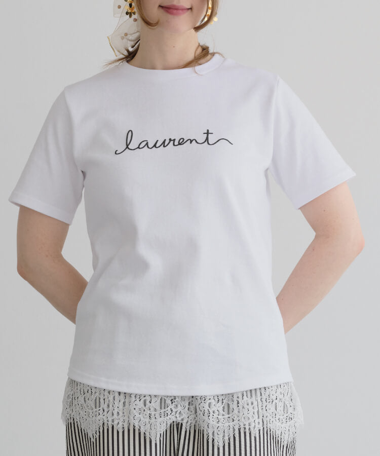 【MIA/ミア】裾レース付きシンプルロゴTシャツ